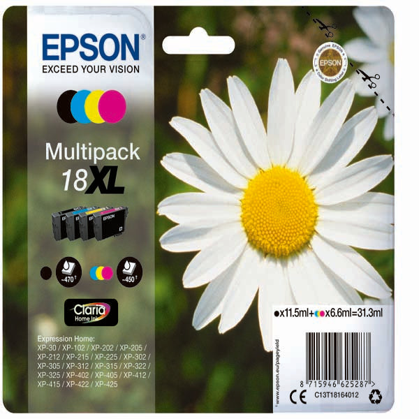 EPSON - C13T18164012 - Epson - Cartuccia ink - 18XL - C-M-Y-K - C13T18164012 - C-M-Y 6,6ml cad - K 11,5ml