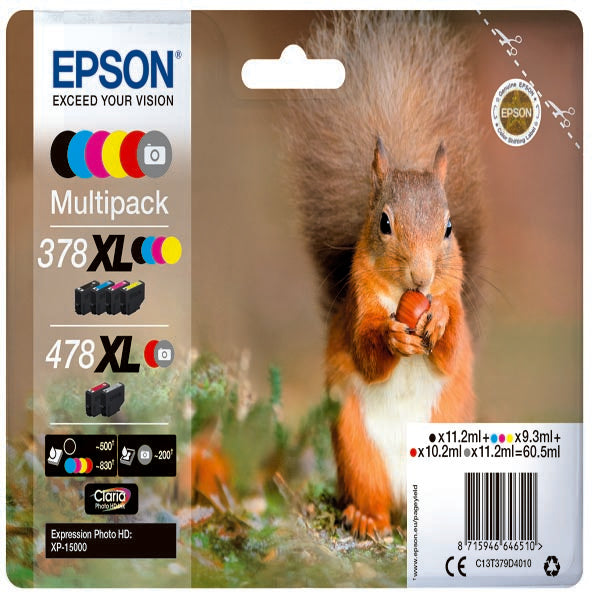 EPSON - C13T379D4010 - Epson - Multipack Cartuccia ink - 378XL-478XL - C-M-Y-K-R-G - C13T379D4010 - C-M-Y 9,3ml - K-R 11,2ml - R 10,2ml