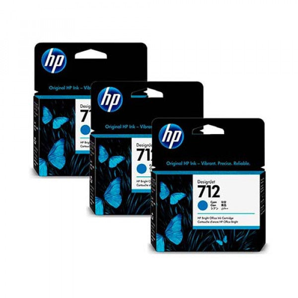 HP - 3ED77A - Hp - Conf. 3 Cartucce ink originale - 712 - Ciano - 3ED77A - 29 ml cad