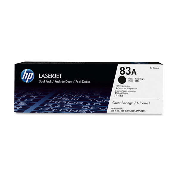 HP - CF283AD - Hp - Confezione 2 Toner originale - 83A - Nero - CF283AD - 1.500 pag cad