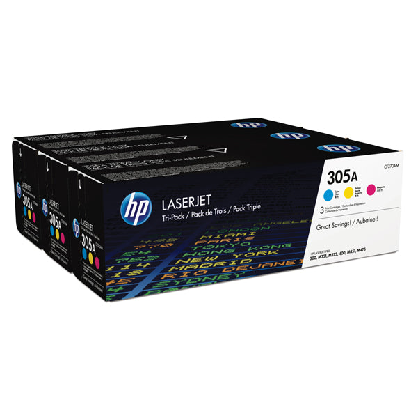 HP - CF370AM - Hp - Confezione 3 Toner originale - 305A - C-M-Y - CF370AM - 2.600 pag cad