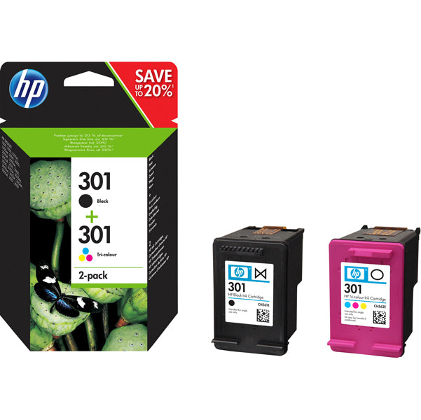 HP - N9J72AE - Hp - Confezione 2 cartucce ink originale - 301 - C-M-Y-K - N9J72AE - C-M-Y 165 pag - K 190 pag