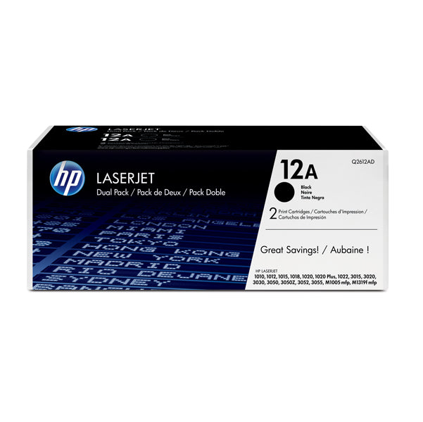 HP - Q2612AD - Hp - Confezione 2 Toner originale - 12A - Nero - Q2612AD - 2.000 pag cad