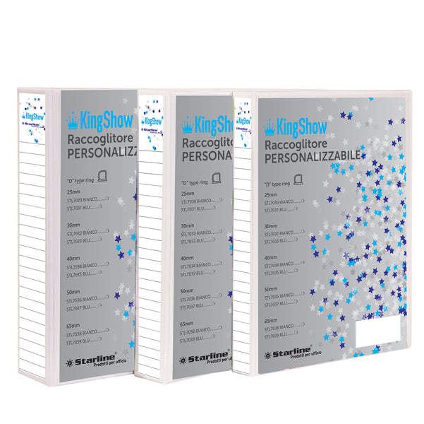 STARLINE - 1410211 BLANC - Raccoglitore personalizzabile KingShow - 4 anelli a D 30 mm - dorso 4 cm - 22x30 cm - bianco -Starline