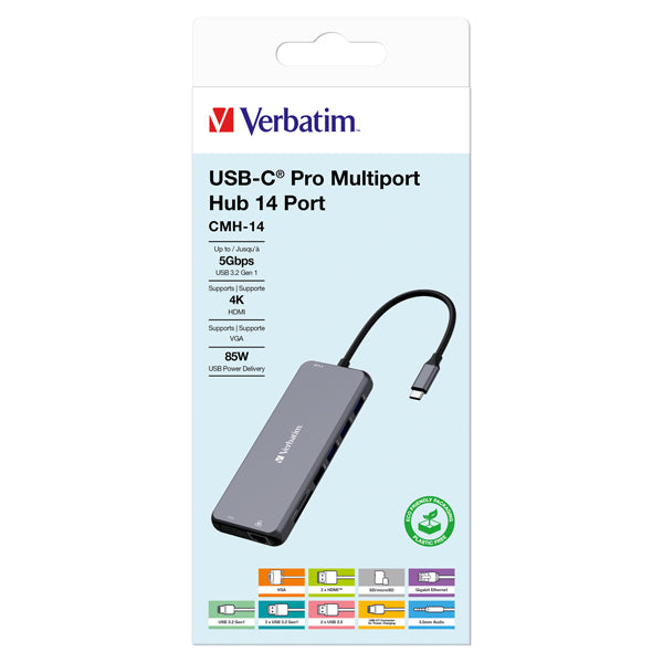 VERBATIM - 32154 - Verbatim USB-C Pro Multiport Hub 14 Port CMH-14 - VERB32154 - Conf. da 1 Pz.