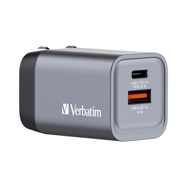 VERBATIM - 32200 - Adattatore da viaggio GNC-35- 1x USB-C PD 35W, 1x USB-A QC 3.0-35W-Verbatim - VERB32200 - Conf. da 1 Pz.