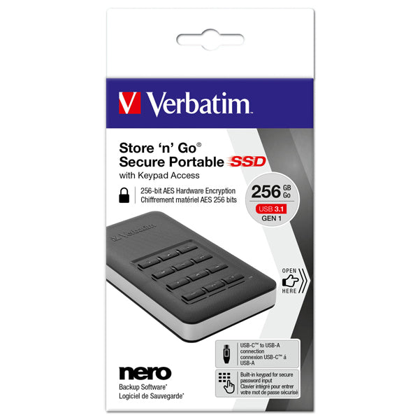 VERBATIM - 53402 - Verbatim - Memoria SSD portatile Store 'N'Go Usb 3.1 - con tastierino numerico - 53402 - 256GB