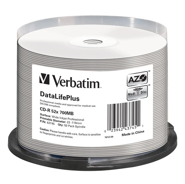 VERBATIM - 43745 - Verbatim - Scatola 50 CD-R Data Life Plus - spindle 1X-52X - 43745 - 700MB