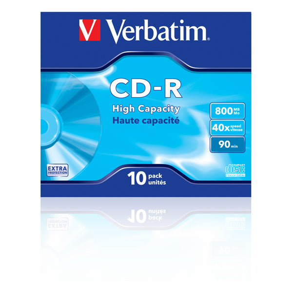 VERBATIM - 43428 - Verbatim - Scatola 10 CD-R Data Life Jewel Case serigrafato - 1X-40X - 43428 - 800MB