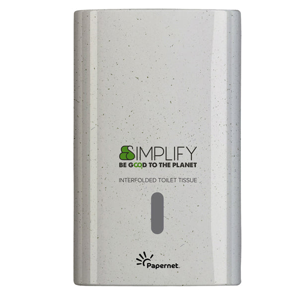 PAPERNET - 421334 - Distributore carta igenica interfogliata Simplify - 16,5 x 13,5 x 26,5 cm - white wood - Papernet - 100638 -  Conf. da 1 Pz.