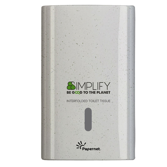 PAPERNET - 421334 - Distributore carta igenica interfogliata Simplify - 16,5 x 13,5 x 26,5 cm - white wood - Papernet - 100638 -  Conf. da 1 Pz.