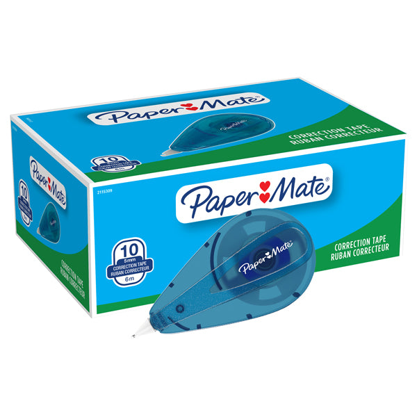 PAPERMATE - 2115309 - Correttore a nastro E-Line mini - 5 mm x 6 m - Papermate - 101371 -  Conf. da 10 Pz.