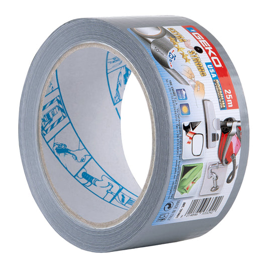 Geko - 19100-1 - Nastro adesivo telato USA PREMIUM - 5 cm x 25 m - argento - Geko - 101947 -  Conf. da 1 Pz.