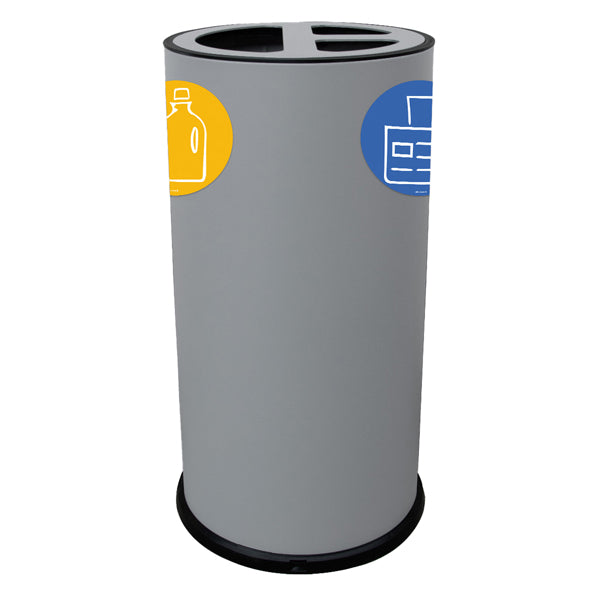 STILCASA - 873-G - Contenitore tondo per raccolta differenziata - 3 scomparti - 70 L - grigio - Stilcasa - 102088 -  Conf. da 1 Pz.