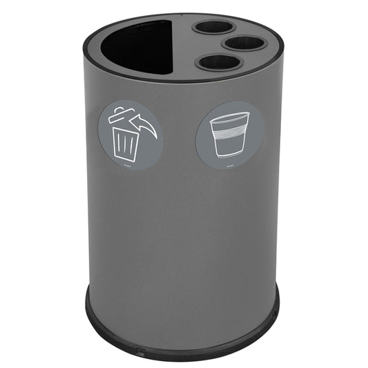 STILCASA - 995-G - Contenitore tondo per raccolta differenziata - con divisiorio bicchieri - 50 L - grigio - Stilcasa - 102107 -  Conf. da 1 Pz.
