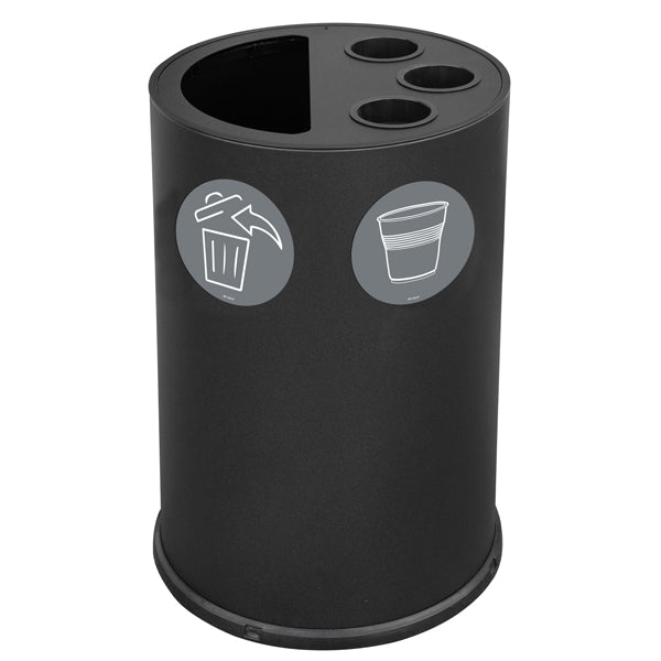 STILCASA - 995-N - Contenitore tondo per raccolta differenziata - con divisiorio bicchieri - 50 L - nero - Stilcasa - 102108 -  Conf. da 1 Pz.