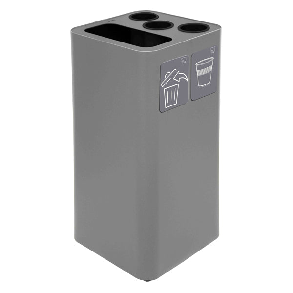 STILCASA - PU100F-BG-G - Contenitore per raccolta differenziata - con divisiorio bicchieri - 50 L - grigio - Stilcasa - 102109 -  Conf. da 1 Pz.
