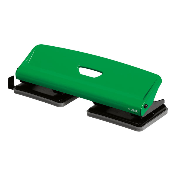 LEBEZ - 740 - Perforatore 740 -  max 25 fogli - 4 fori fissi - verde - Lebez - 102194 -  Conf. da 1 Pz.