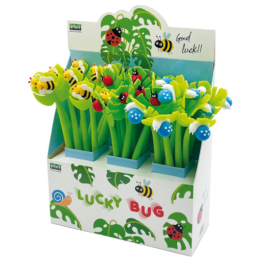 LEBEZ - 81497 - Penne a sfera Lucky Bug Flexi - con fusto flessibile - fantasie assortite - Lebez - expo 30 pezzi - 102273 -  Conf. da 1 Pz.