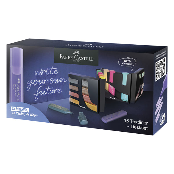 FABER-CASTELL - 254603 - Set da scrivania evidenziatori Textliner 46 - punta a scalpello - tratto 1,0-3,0-5,0 mm - colori assortiti - Faber Castell - conf. 16 pezzi - 102355 -  Conf. da 1 Pz.