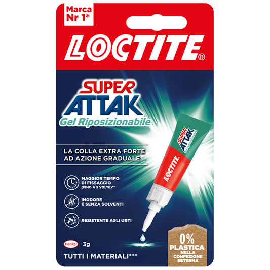 LOCTITE - 2972228 - Super Attak Gel Riposizionabile - 3 gr - trasparente - Loctite - 102471 -  Conf. da 1 Pz.