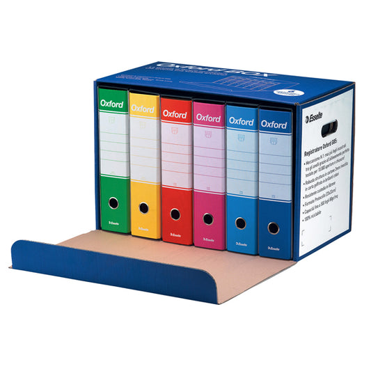 ESSELTE - 390785112 - Scatola registratori Oxford G85 - dorso - 8 cm - protocollo 23 x 33 cm - colori assortiti - Esselte - conf. 6 pezzi - 102730 -  Conf. da 1 Pz.
