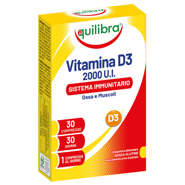 Equilibra - VID3 - Integratore Vitamina D3 - 2000 UI -  sistema immunitario, ossa  muscoli - 30 compresse (2,43 gr cad.) - Equilibra - 102766 -  Conf. da 1 Pz.