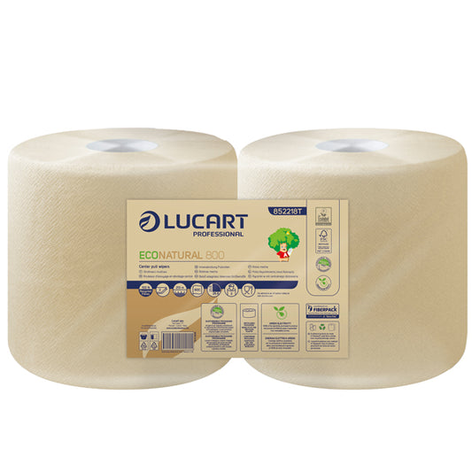 Lucart - 852218T - Bobina asciugatutto EcoNatural - 2 veli - 800 strappi - 213 m – avana - Lucart - 102886 -  Conf. da 2 Pz.
