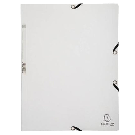 EXACOMPTA - 55506E - Cartella 3 lembi - con elastici - A4 - cartoncino lustré - 400g-mq - bianco - Exacompta - 102961 -  Conf. da 25 Pz.