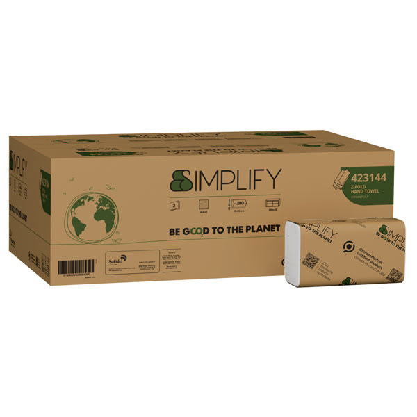 PAPERNET - 423144 - Asciugamani piegati a Z Simplify - 24 x 20,3 cm - goffratura a onda - 17,7 gr - bianco - Papernet - conf. 200 pezzi - 102972 -  Conf. da 20 Pz.