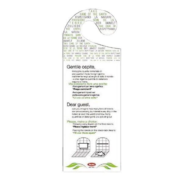 Leone - W4105 - Appendiporta hotel "cambio asciugamani" - cartoncino plastificato - Leone - conf. 20 pezzi - 102981 -  Conf. da 1 Pz.