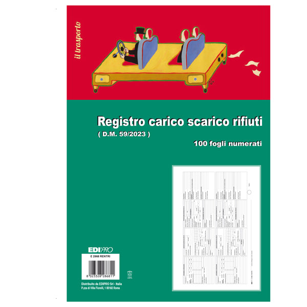 EDIPRO - E2868RENTRI - Registro carico-scarico rifiuti - 21,5 x 29,7cm - 100pg - E2868 RENTRI - Edipro - 103001 -  Conf. da 5 Pz.