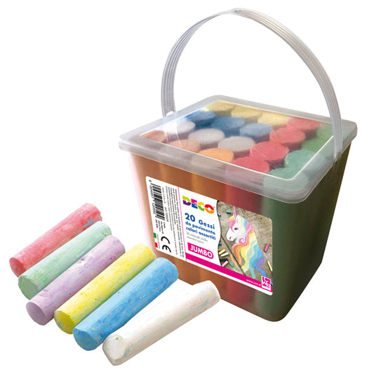 DECO - 12059 - Gessi Jumbo - 10 x 2,5 x 2,2 cm - colori assortiti - Deco - secchiello 20 pezzi - 103091 -  Conf. da 1 Pz.