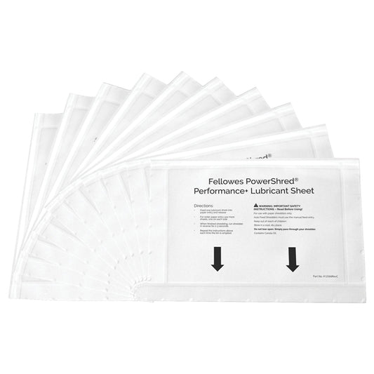 FELLOWES - 4025601 - Foglio lubrificante Performance - per distruggidocumenti - Fellowes - conf. 10 pezzi - 103118 -  Conf. da 1 Pz.