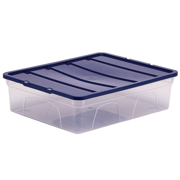 BANKERS BOX - 100135769 - Contenitore multiuso Bankers Box - 32 x 40 x 11 cm - 12 L - PP - con coperchio blu - trasparente - Fellowes - 103351 -  Conf. da 1 Pz.