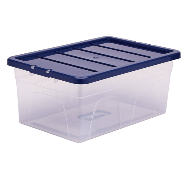 BANKERS BOX - 100135772 - Contenitore multiuso Bankers Box - 37 x 56 x 25 cm - 38 L - PP - con coperchio blu - trasparente - Fellowes - 103354 -  Conf. da 1 Pz.