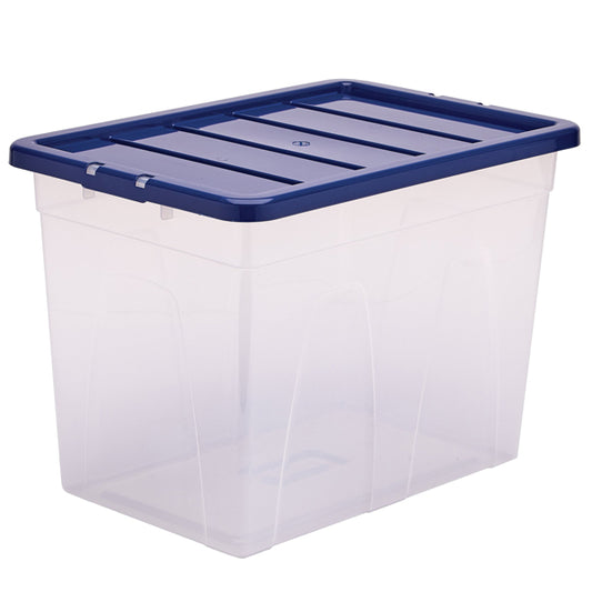BANKERS BOX - 100135773 - Contenitore multiuso Bankers Box - 38 x 56 x 41 cm - 64 L - PP - con coperchio blu - trasparente - Fellowes - 103355 -  Conf. da 1 Pz.