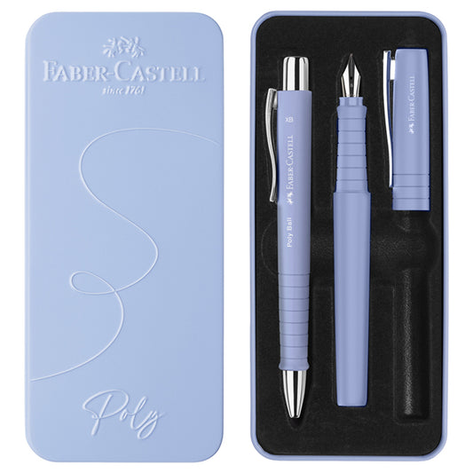 FABER-CASTELL - 241051 - Set stilo B Poly Pen + sfera Poly Ball - punta 0,7 mm - fusto pale iris - Faber-Castell - 103384 -  Conf. da 1 Pz.