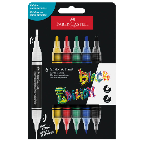 FABER-CASTELL - 285507 - Marcatori Shake&Paint - colori assoriti basic - Faber-Castell - conf. 6 pz - 103395 -  Conf. da 1 Pz.