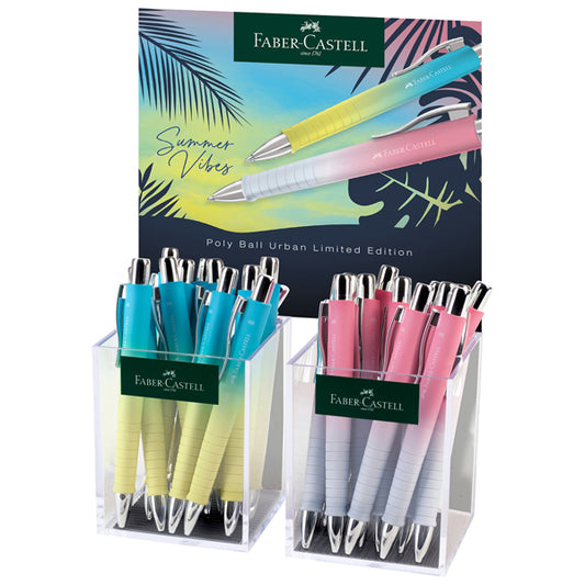 FABER-CASTELL - 241107 - Penna a sfera Poly Ball Urban Summer - punta 0.7mm - fusto colori assortiti - Faber Castell - expo 24 pezzi - 103398 -  Conf. da 1 Pz.