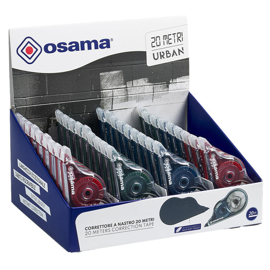 OSAMA - OW 84040233 - Correttore a nastro 20 Metri - 5 mm x 20 m - involucro colori assortiti Urban - Osama - conf. 36 pezzi - 103470 -  Conf. da 1 Pz.