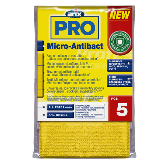 Arix - 3 28732 - Panno multiuso Micro-Antibact - 35 x 38 cm - giallo - Arix - conf. 5 pezzi - 103533 -  Conf. da 1 Pz.