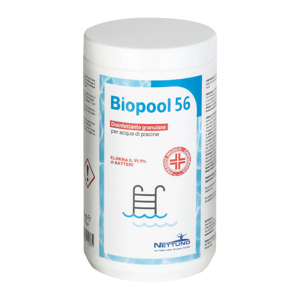 NETTUNO - 01237 - Disinfettante granulare per acque di piscine Biopool 56 in barattolo - 1 Kg - Nettuno - 103621 -  Conf. da 1 Pz.