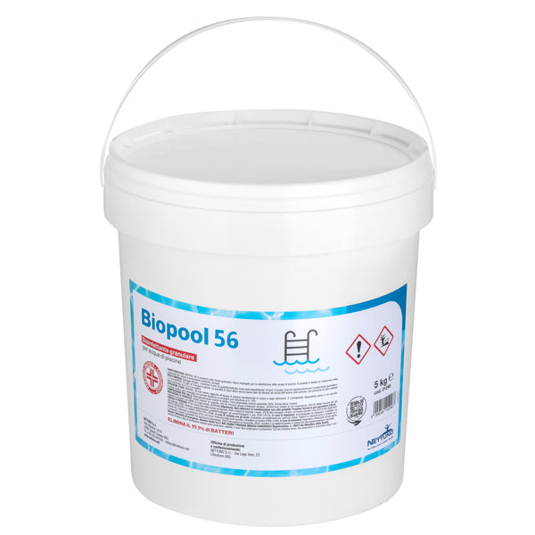 NETTUNO - 01246 - Disinfettante granulare per acque di piscine Biopool 56 in secchio - 5 Kg - Nettuno - 103622 -  Conf. da 1 Pz.