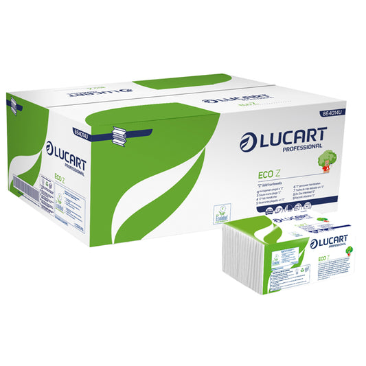 Lucart - 864014U - Asciugamani piegati a Z Eco - 2 veli - 21 gr - goffratura corda - 23,5 x 21,5 cm - bianco - Lucart - conf. 220 pezzi - 103708 -  Conf. da 18 Pz.