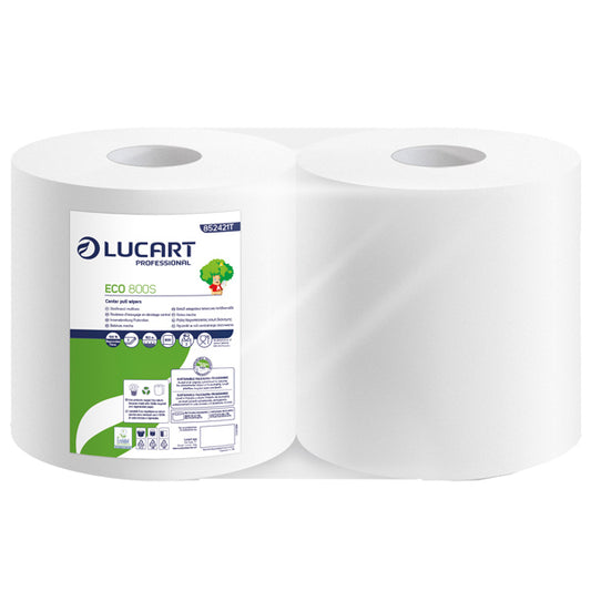 Lucart - 852421T - Bobina asciugatutto Eco 800S - 2 veli - 18,5 gr - diametro 26 cm - H 21,5 cm x 192 m - microgoffrata - Lucart - 103764 -  Conf. da 2 Pz.