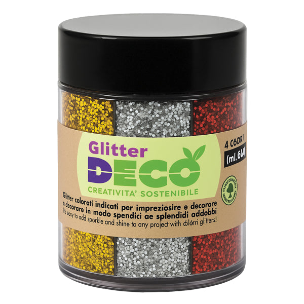 DECO - 13405 - Glitter Bio grana fine - 60ml - colori assortiti - Deco - dispenser 4 colori - 103897 -  Conf. da 1 Pz.