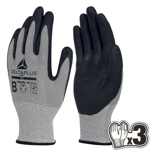 DELTAPLUS - VECUTB07GRG310 - Guanti antitaglio Venicut B07 - maglia econocut - palmo in nitrile - taglia 10 - grigio - Deltaplus - pack 3 paia - 103936 -  Conf. da 1 Pz.