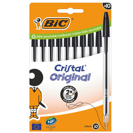 BIC - 516353 - Penna a sfera Cristal - punta media 1,0mm - nero  - Bic - conf. 10 pezzi - 103962 -  Conf. da 1 Pz.