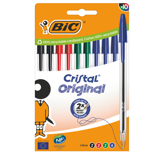 BIC - 516354 - Penna a sfera Cristal - punta media 1,0mm - colori assortiti - Bic - conf. 10 pezzi - 103963 -  Conf. da 1 Pz.
